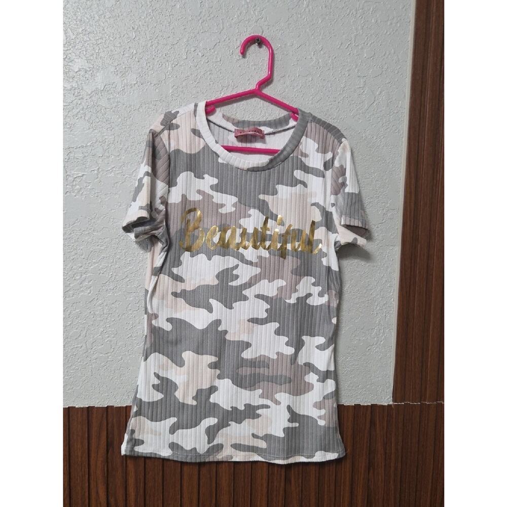 Ragdoll Ribbed Camo Tee in Gray, Cream, Tan [0136]